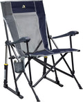 GCI OUTDOOR RoadTrip Rocker Camping Chair | Portable, Folding Rocking Chair with Solid, Durable Armrests, Drink Holder & Comfortable Extended Backrest — Indigo Blue by GCIOUTDOOR