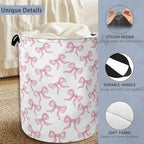 Cute Pink Bow Laundry Basket, Foldable Oxford Cloth Tote Bag Laundry Hamper - Image 3