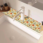 Abstract 70s Mushroom Floral Sink Faucet Absorbing Mat Sink Splash Guard Faucet - Image 2