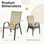 MAMIZO Patio Dining Chairs, Stackable All Weather Teslin Chair, Heavy Duty Outdoor Breathable Chairs Set, w/Armrests, Upgraded Chair FeetW/Strenthened Iron Spacers, 330 LBS (8, Brown) - Image 2