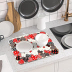 Red Heart Dish Drying Mat 16"x18" Love Dots Microfiber Dish Drainer Rack Mat - Image 6