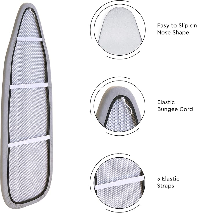 Encasa XO Ironing Board Cover and Pad 54"x15" - 4mm Felt & 2mm Foam Metallized - Image 6