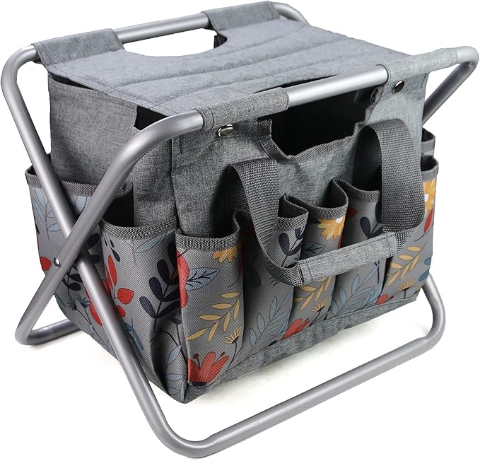 MDSTOP Folding Gardening Stool with Detachable Storage Tote Bag, Gardening Tools Set Organizer for Fishing Outdoor Sports Hiking Camping Garden, Gardening Gifts for Mom/Dad, Without Tools (Aluminum) - Image 8