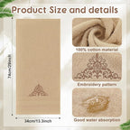 2 Pcs Damascus Hand Towels Brown Farmhouse Bathroom Decor 14x29 Inch - Image 3