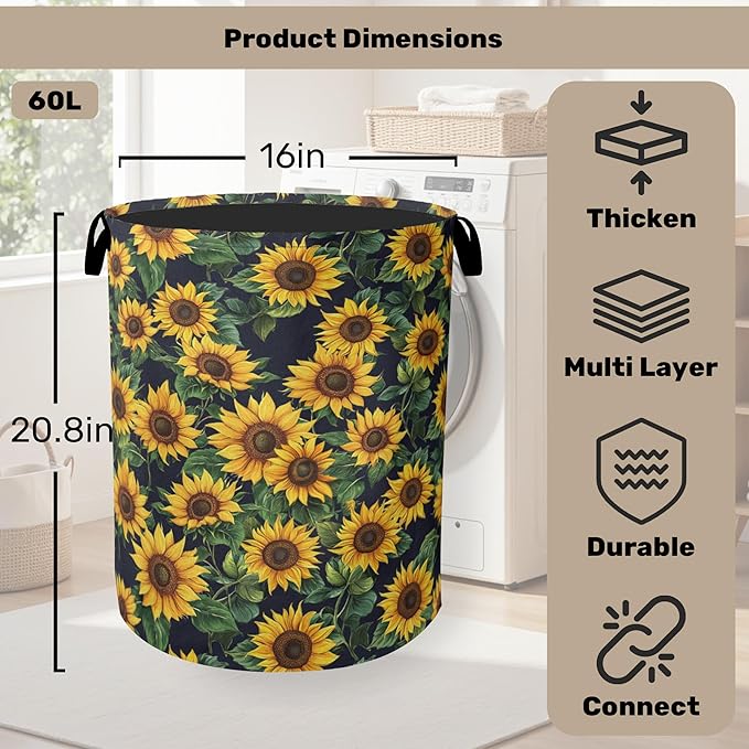 Sunflower Laundry Basket with Handles - Image 2