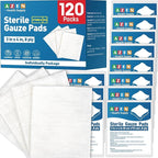 AZEN 120 Pack Sterile Gauze Pads, 8-Ply Cotton Gauze Sponges by AZEN