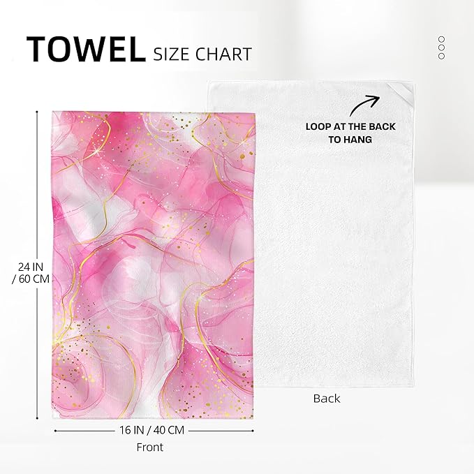Pink Marble Kitchen Dish Towels and Dishcloths Sets of 2 Abstract Modern Dish - Image 2