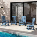 SERWALL Oversized Rocking Chair Set of 4 Outdoor, HDPE Outdoor Rocking Chair Set of 4, Blue by SERWALL
