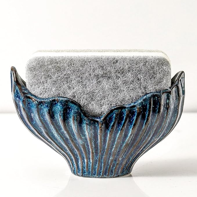 Sponge Holder for Kitchen Sink, Ceramic Sponge Holder by Uiddo