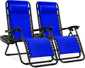 Best Choice Products Set of 2 Adjustable Steel Mesh Zero Gravity Lounge Chair Recliners w/Pillows and Cup Holder Trays - Cobalt Blue by BestChoiceProducts
