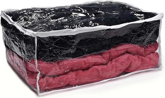 Handy Laundry Blanket Storage Bags - 90 L - Zippered Large Clear Plastic by Handy+Laundry
