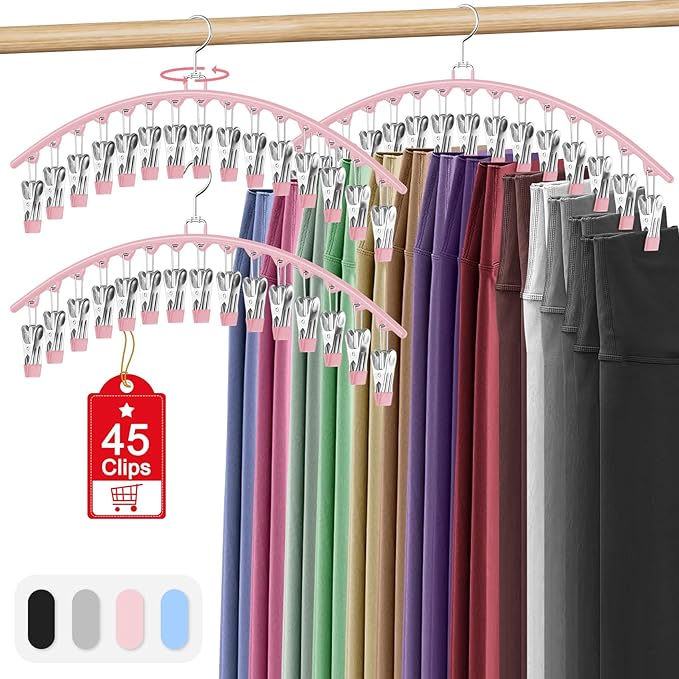 3 Pack Legging Organizer for Closet Hanging, Pants Hangers by Besslly