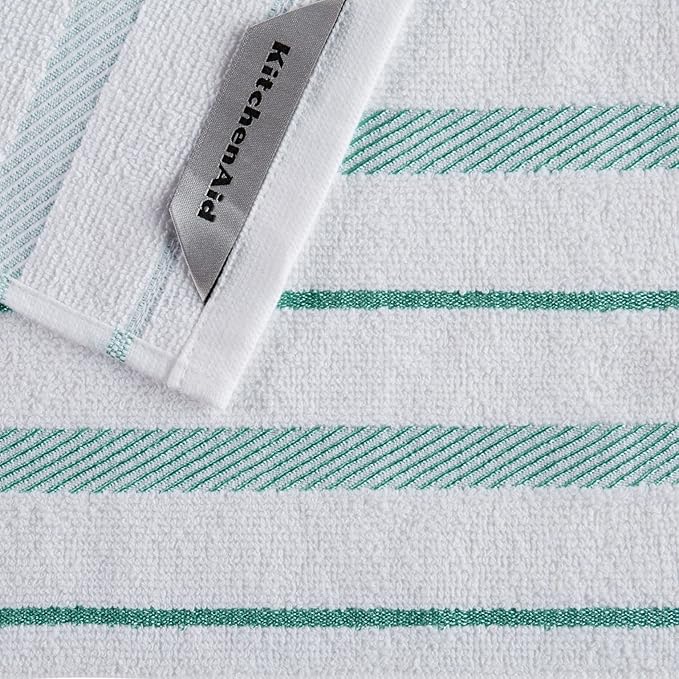 KitchenAid Albany Dishcloth 8 Pack Set, Aqua Sky/White - Image 4