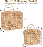 Set of 2 Hanging Basket, Wicker Wall Basket Natural Water Hyacinth, Hanging - Image 4