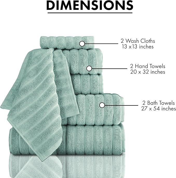 Classic Turkish Towels CTT Luxury 6 Piece Towel Set, 100% Turkish Cotton - Image 5