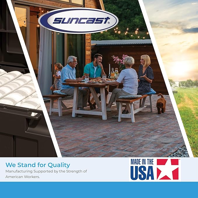 Suncast Outdoor Storage Bench - 50 Gallon Taupe Resin Outdoor Bench with Storage for Cushions, Tools & More. All-Weather Patio Deck Box with Seat for Porch, Pool, Yard, & Garden, Made in USA - Image 9