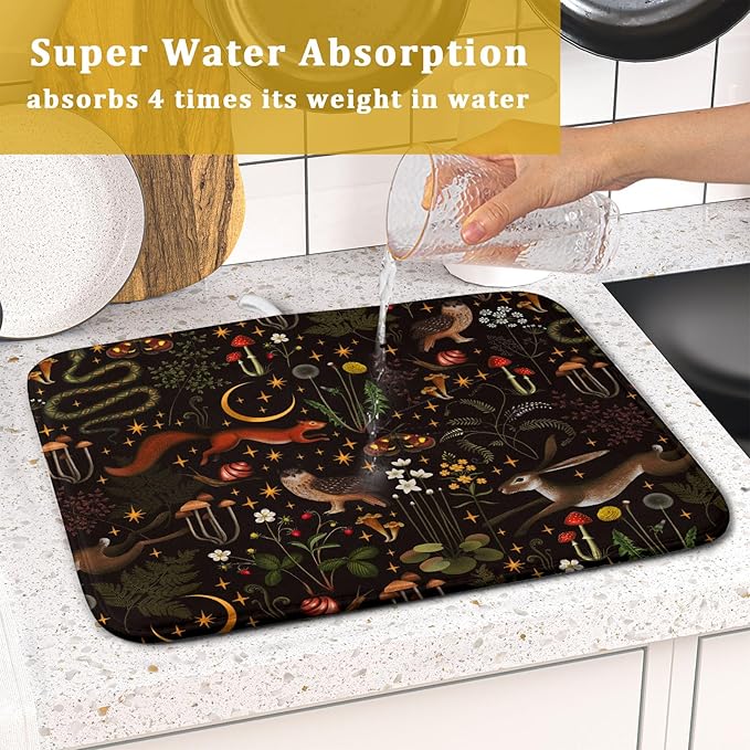 Black Mushrooms Butterfly Dish Drying Pad 16 x 18 Inch - Image 7