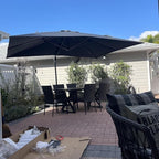 PURPLE LEAF Patio Umbrella with Base 10 Feet Outdoor Cantilever Square Umbrella Aluminum Offset Umbrella with 360-degree Rotation for Garden Deck Pool Patio, Grey - Image 3