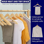 Amber Home 20 Pack Wooden Coat Hangers, Natural Wood Suit Hangers - Image 5