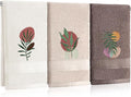 3 Pack Boho Leaves Hand Towels for Bathroom 100% Cotton Embroidered Bathroom by Hahafelt