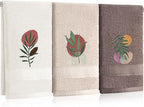 3 Pack Boho Leaves Hand Towels for Bathroom 100% Cotton Embroidered Bathroom by Hahafelt