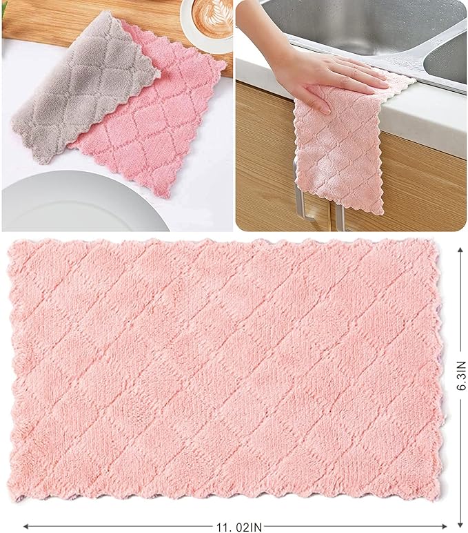 Kitchen Cloth, Microfiber Dish Towels Washcloths, Super Absorbent Coral Velvet - Image 6