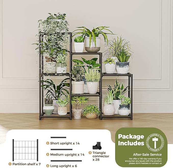 Bamworld Black Plant Stand Outdoor Metal Plant Shelf for Multiple Plants 3 Tiers Ladder Plant Holder Waterproof for Garden Living Room Patio Morden Home Decor Gardening Gifts - Image 8
