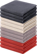 Kitinjoy 100% Cotton Kitchen Dish Cloths, 12 Pack Waffle Weave Ultra Soft by Kitinjoy