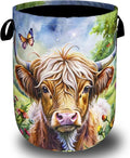 Highland Cow Laundry Basket Floral Foldable Funny Laundry Hamper Oxford Cloth by SELIONLIKN