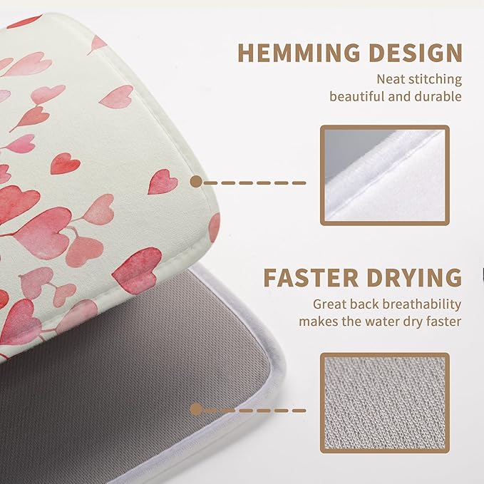 Happy Valentines Day Dish Drying Mat Valentine Drying Matt Kitchen Counter Love - Image 3