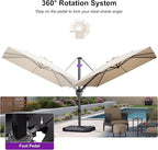 PURPLE LEAF 9' X 12' Right-left Tilt Patio Umbrella with Base Outdoor Cantilever Swivel Rectangle Umbrella Aluminum Offset Umbrella with 360-degree Rotation for Garden Deck Pool Patio Beige - Image 7