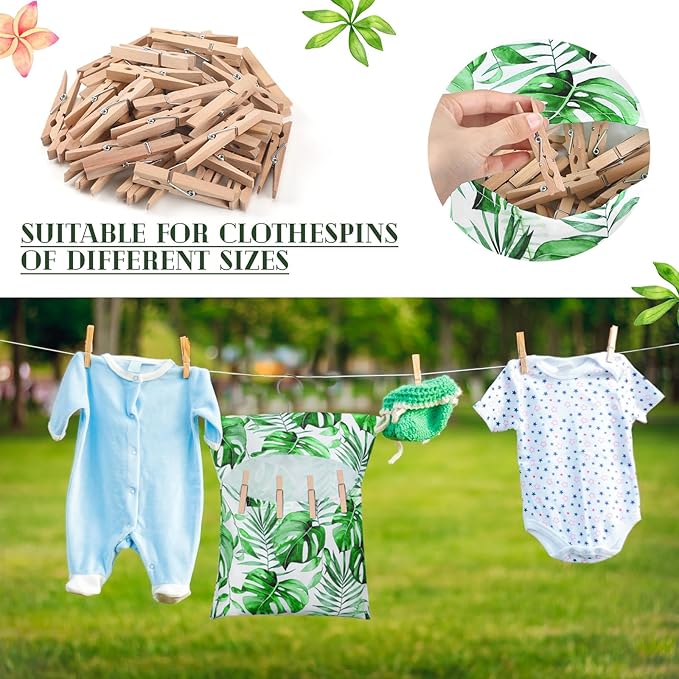 2 Pcs Clothespin Bag with Hanging Hook Waterproof Laundry 13" x 12" Clothes Pin - Image 3