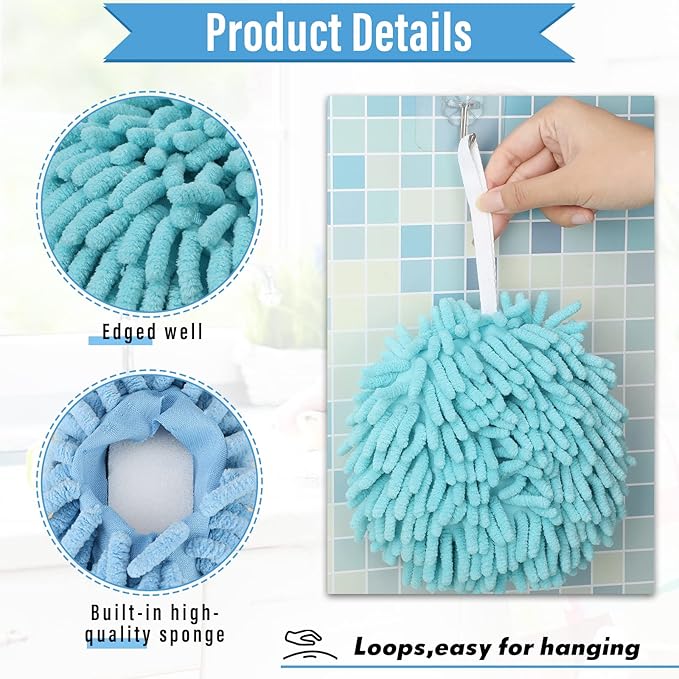 Macarrie 12 Packs Fluffy Towel Chenille Hand Towel Absorbent Fast Drying Hand - Image 3
