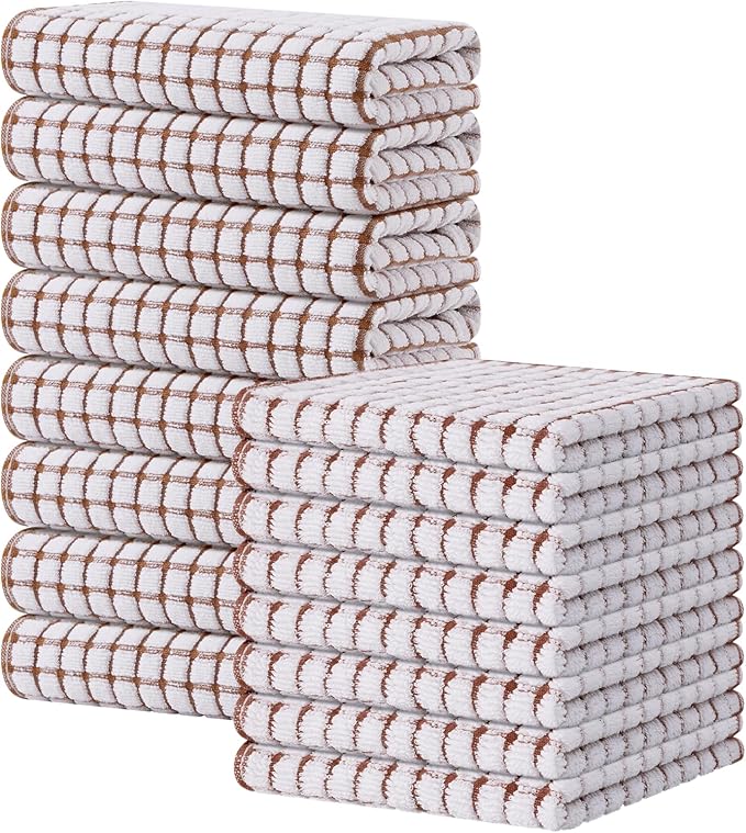 Kitinjoy Cotton 16 Pack Kitchen Towels and Dishcloths Sets, 16 x 25 Inch & 12 X by Kitinjoy