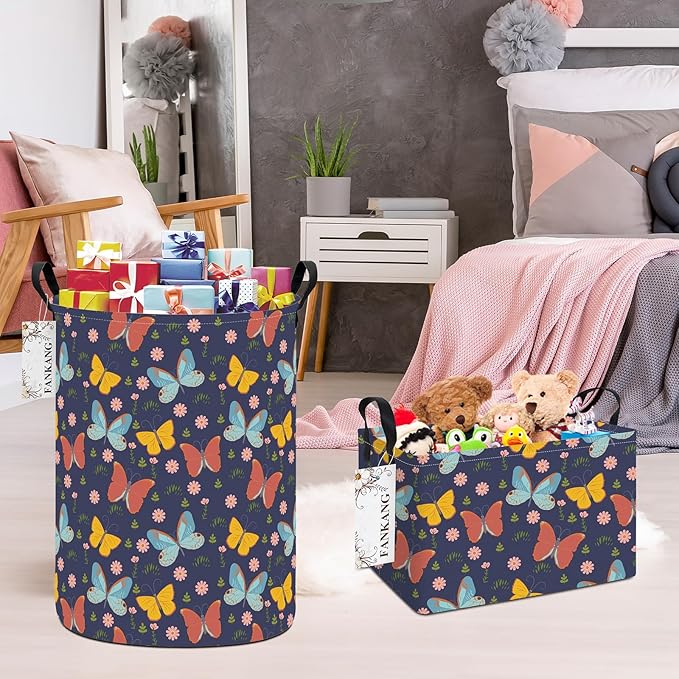 FANKANG Storage Basket, Nursery Hamper Canvas Laundry Basket Foldable - Image 3