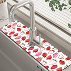 Watercolor Strawberry Kitchen Sink Splash Guard Absorbent Fast Drying Mat by Unknown