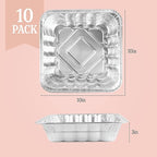PLASTICPRO Disposable 10'' X 10'' X 3'' Inch Square Aluminum Tin Foil Baking - Image 4