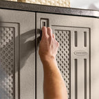 Suncast Tall Storage Cabinet, Platinum Resin Garage Storage Cabinet with Doors & Shelves, Plastic, Lockable, Freestanding Utility Closet for Tools & Supplies, Made in USA - Image 12