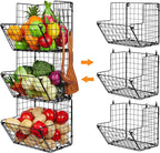 X-cosrack Metal Wire Basket Wall Mount, 3 Tier Wall Storage Organizer - Image 7