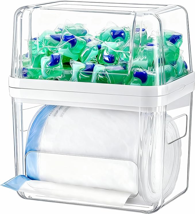 Trash Bag Dispenser Dishwasher Pod Organizer, 3 in 1 Grocery Garbage Bags by iCASA