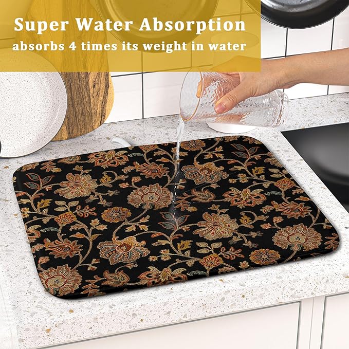 Vintage Tapestry Floral Dish Drying Pad 16 x 18 Inch - Image 7