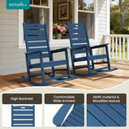 SERWALL Oversized Outdoor Rocking Chair, HDPE Patio Rocking Chair with Footrest for Adults, All Weather Porch Rocker for Deck Patio Balcony, Navy - Image 5