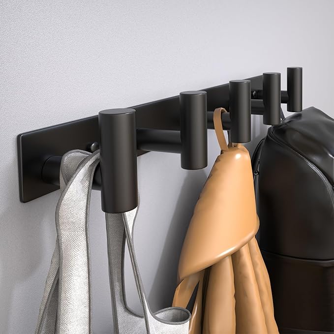 Wall Mounted Coat Rack-5 Hooks, Heavy Duty Stainless Steel Hook Rail by VINHOLD