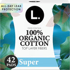 L. Ultra Thin Pads for Women, Organic Cotton Top Layer, Super Absorbency by L