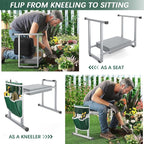 FLINTER Garden Kneelers Seat, Stable and Save Tip-Resistant Design 10.2" Wider Garden Kneeler and Seat with Handle, Heavy Duty Gardening Stool for Seniors, Gardening Weeding Bench for Parents - Gray - Image 3