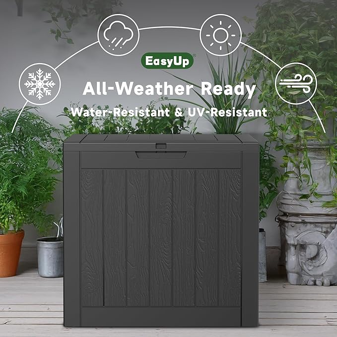 EasyUp 30 Gallon Outdoor Storage Box Waterproof, UV Resistant Outdoor Deck Box, Resin Lockable Deck Boxes for Garden Tools Equipment and Cushions, Black - Image 7