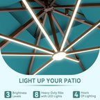 10 X 13 FT Cantilever Outdoor Patio Umbrella with Led Lights Large Heavy Duty 360° Rotation Double Top Offset Rectangular Umbrellas for Backyard Garden Pool Outside Deck, Turquoise - Image 4