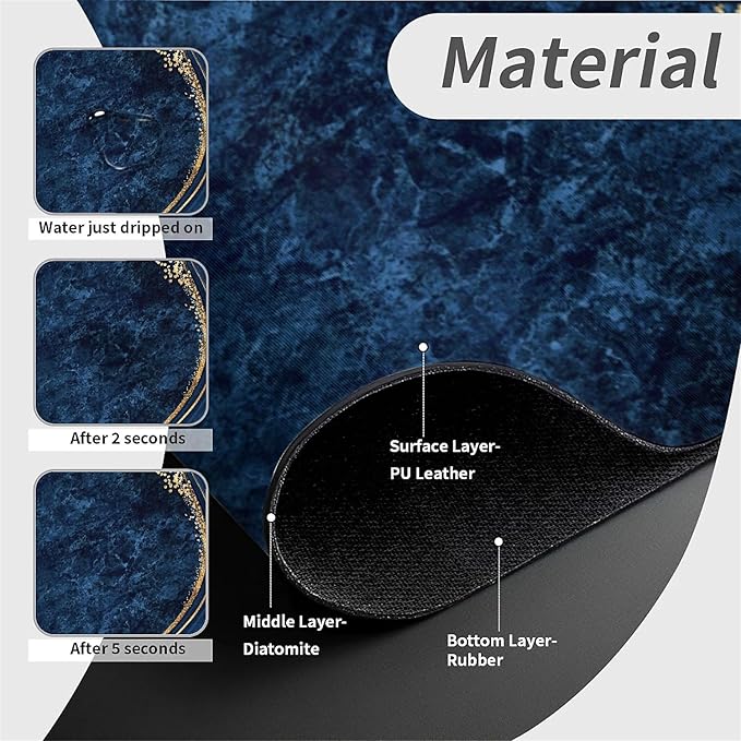 Kitchen Sink Splash Guard，Dark blue gold marble Faucet Mat Sink Gadgets-Super - Image 4