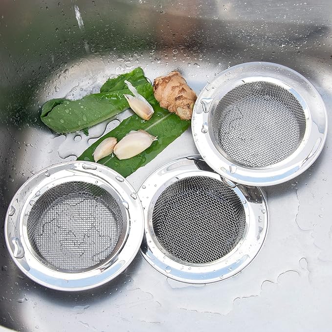 2PCS Kitchen Sink Strainer-Stainless Steel Mesh Drain Strainer, Large Wide Rim - Image 4
