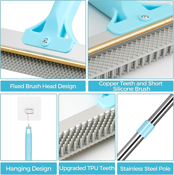 Carpet Rake for Pet Hair Removal, 2026 Upgraded Reusable Pet Hair Remover Broom - Image 4